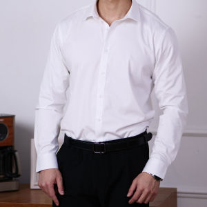 Embroidered Modal Casual Business Shirt Long Sleeve Standard Fit Youth Popular Polyester Bamboo Fiber Workwear Shirt