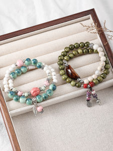 สร้อยข้อมือเซรามิกสไตล์จีนใหม่สำหรับผู้หญิง สร้อยข้อมือแบบคู่ สร้อยข้อมือแบบกลมขนาดเล็ก ของขวัญที่ไม่ซ้ำใคร งานฝีมือดั้งเดิม