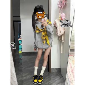 Áo Nỉ Trùm Đầu Thắt Nơ Kiểu Mỹ Cho Nữ Xuân Thu Thiết Kế Đường Phố Rộng Rãi Cho Cặp Đôi Áo Khoác Ngoài Không Tay Dài