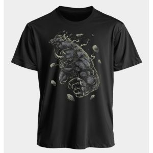 Marvel Mens and Womens T-shirts Rhino Summer American Spring and Autumn Classic Sportswear Harajuku Oversized Short-sleeved