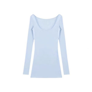 Thin Bottoming Shirt Long Sleeves T-Shirt Womens Spring and Autumn Slim Fit Slim Looking Outer Wear Inner Wear Micro Transparent off-Shoulder Sun Protection Top Clothes