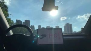 Windshield Sun Shade for 2017-2025 Tesla Model Y/3 (Fit 2025 Model Y Juniper/2024 Model 3 Highland) Upgraded Foldable Sunshade