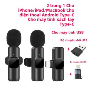 Micro Không Dây Lavalier K60 Thu Âm Video Mini Di Động Cho iPhone Android Phát Sóng Trực Tiếp Chơi Game