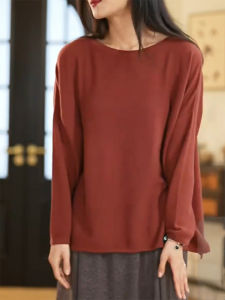 QINGNAER | Luxury Loose Leisure Style Round Neck Sweater