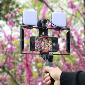Phone Stabilizer Vlogging Anti-shake Live Broadcast LED Selfie Light Smartphone Video Rig Kits With Microphone