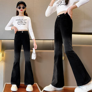 Quần Jeans Ống Loe Ôm Vừa Vặn Cho Bé Gái Mùa Xuân Thu Đông Quần Dài Thường Ngày Thời Trang Cho Trẻ Em Cao Tuổi