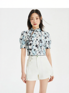Vero Moda | Neo-Chinese Pankou Printed Cheongsam Style Versatile Clothing Top