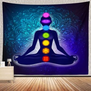 VIKAMA Thiền Chakra Tấm Thảm Phật Mandala Treo Tường Cho Phòng Ngủ Phòng Khách Tâm Linh Thiền Trang Trí Nhà Polyester