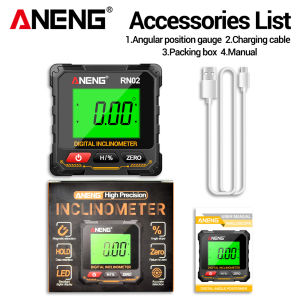 ANENG | Digital Laser Angle Level Protractor Instrument ANENG RN03 Four-sided Magnetic 360°Screen Automatic Flip Inclinometer Detector