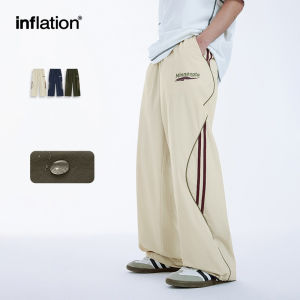 INFLATION brand Mens Youth 2024 Spring/Summer New Fashion Curved Cut Splitting Wide Leg Pants American Retro Sports Loose Pants