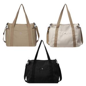 Women Canvas Shoulder Handbag with Zipper Casual Crossbody Purse for Work Travel