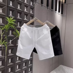 Mens Summer Thin Checkered Short Pants Fashionable Straight Leg Outdoor Elastic Waist Five-Quarter Length Casual Shorts