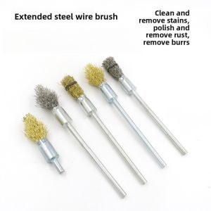 Extended Stainless Steel Brush Steel Wire Grinding Head 6mm Handle Ultra Long Steel Wire Brush Conical Brush Tower Shaped Brush