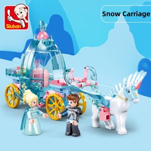 Sluban 191PCS Friends Winter Princess Ice and Snow Carriage Assembly Bricks Creative Building Blocks Educational Toys for Girls