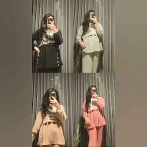 SETELAN WANITA KOMBINASI MELISA SALUR KEKINIAN ONE SET WANITA TERNYAMAN DAN MASA KINI