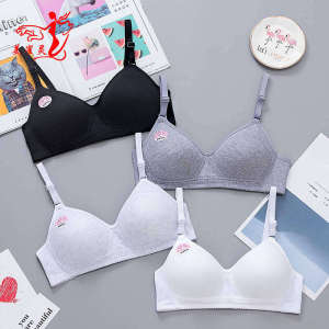 Pure Cotton Bra Wireless Thin Style for Teenage Girls Anti-Sagging Side Gathered Underwear Comfortable Breathable Seamless Design