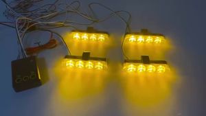 Amber 4 LED Car Strobe Lights LED Flashing Stroboscopes for auto flasher grille safti net lights vehicle warning signal lamp
