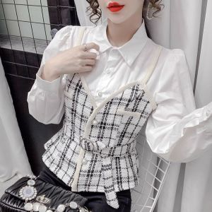 WANGGONGZHU | French Style Plaid Shirt Womens Autumn Fashion Design Sense Small Audience New 2025 Elegant Personality Matching Upper Body