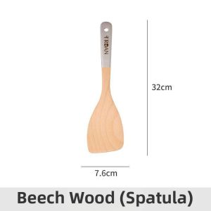 ZHENMIAO | Nonstick Pan Use Beech Wood Long Handle Cooking Spatula