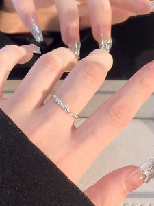 Silver Open Ring for Women Wrinkle Sugar Paper Design Simple Elegance Adjustable Finger Ring Fashionable Accessory