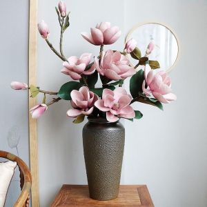 37.8″ Real Touch Magnolia 3Pcs Modern Tall Artificial Flowers for Vase Arrangement Photo Props Home Hotel Shop & Wedding Decor