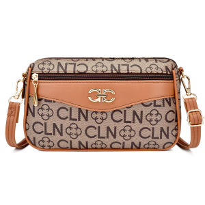 Soft Leather Printed Crossbody Bag Multi-Layer Wallet Mobile Coin Purse Single Shoulder Bag for Mom Casual Fashion Handbag