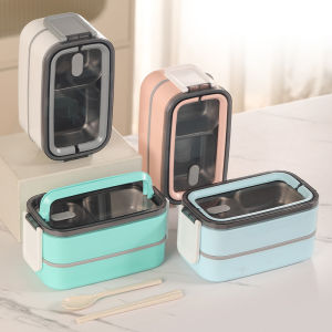 Double Layered 304 Stainless Steel Insulated Lunch Box Microwave Safe Meal Container for Students And Office Workers