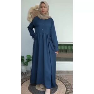 Gamis Kareen Ity Crepe Basic Babydoll | Dress Polos Wanita Busui Variasi Tali Samping Daily
