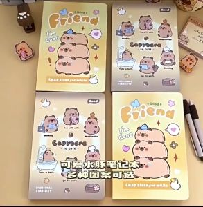 (READY STOCK)B5 Capybara Single Line Notebook Kid Children Present Gift Cute Stationery可爱单线页卡皮巴拉笔记本 buku nota alat tulis