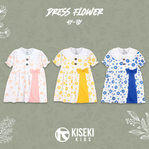 Kiseki Kids Dress Fullprint Flower Cotton Combed 30s Sablon SW Usia 4-8 Tahun