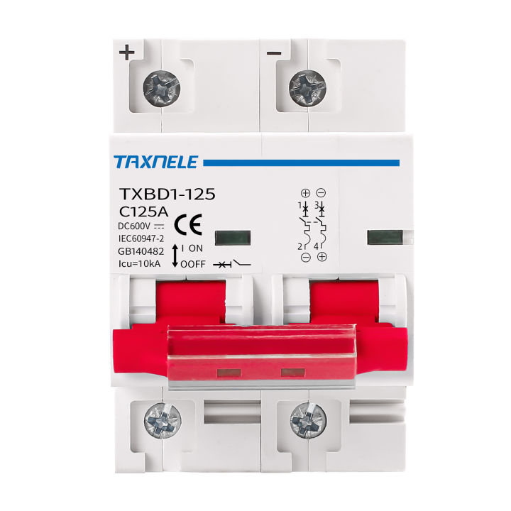 2P DC 600V AC 400V Solar Mini Circuit Breaker Battery Switch 125A 100A DC MCB for Photovoltaic PV System AC MCB