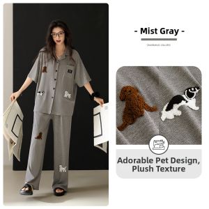 JIALEFEN | Cotton Loose Summer Short Sleeve Long Pants Pajamas