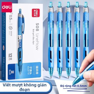 deli | Bút Viết Trơn Mượt Có Thể Nhấn 0.5mm Màu Xanh