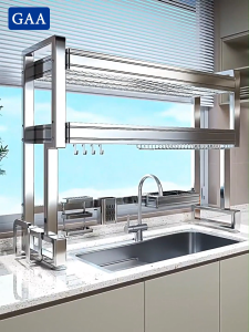 GAA 304 Stainless Steel Dish Rack Drainer Over the Sink Kitchen Organizer Large Dish Drying Rack Storage