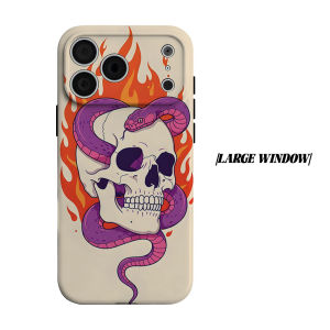 Skull Snake Flame Phone Case for iPhone 18 17 16 15 14 13 12 11 Air Pro Max Plus Double-layer Cover
