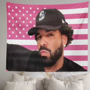 1pc Drake-Inspired American Flag Tapestry Wall Hanging Decor Woven Transverse Orientation Dorm Home Room Decoration