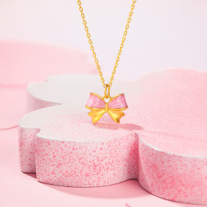 ZHOU LIU FU 周六福 จี้ทอง 99% 24K Cute Enamel Pendant Ice Cream Donut Magic Wand Bow Purple Pink Pendant (Not Include Necklace) A0414293