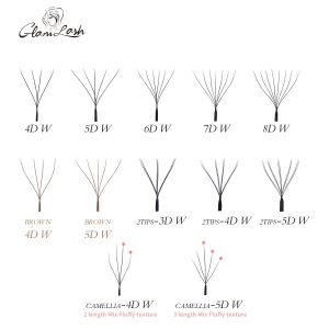 GLAMLASH 3D4D5D6D7D8D W Eyelash C/D/L/LU/M Premade Volume Fans Brown Lash Extensions Natural Soft