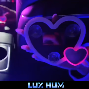 Solar Powered Car Neon Light Wireless Cute Heart Shaped Led Ambient Light Suction Cup USB Rechargeable Atmosphere Breathing Lamp