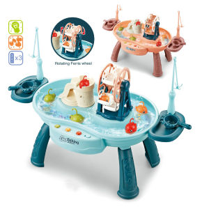 Childrens Puzzle Fun Electric Magnetic Rotating Music Early Education Multi Functional Fishing Game Platform Montessori Toys.