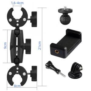 Double Clip Crab Super Clamp Camera Bracket For Dji Action6 5Pro GoPro Insta360 X5 Motorcycle Bicycle Handlebar Mount Accessory