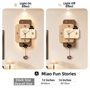 CTYLIGHTZ | Creative Cat Design Wall Clock Silent Luminous
