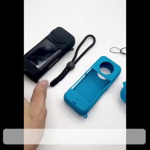 Silicone Protective Case + Lens Cover + Anti-Lost Lanyard for Insta360 X3 360° Action Camera Full Protection Kit