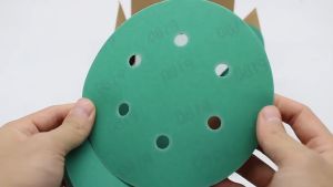 100pcs 3/4/5/6" Inch 6/17 Holes Green Sanding Disc 【 Sandpaper 】 Velcro Hook Mesh Grip Kertas Pasir Polish Ukiran Kayu 砂纸