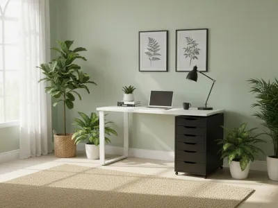 ( Miễn Phí Lắp Đặt TP.HCM ) Bàn Ikea Học Tập Làm Việc 1m2 1 tủ 5 ngăn kéo