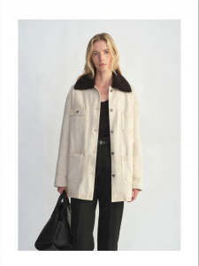 Cotton Denim Removable Collar Goose Down Jacket