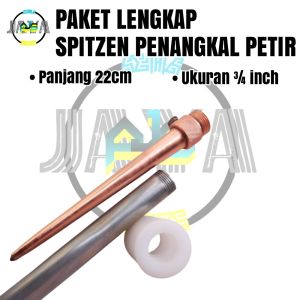 Paket Lengkap Penangkal Anti Petir Untuk Rumah Tombak Spitzen 3/4 inch TB 22cm