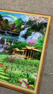 Tranh gạch 3d ốp tường phong cảnh sông núi - K8754