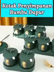 IMCOME Rak Bumbu Dapur Kotak Tempat Penyimpanan Bumbu Dapur Set Plastik Mnimalis Serbaguna 4 Kotak