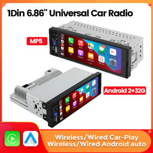 1Din Universal 6.86 Screen Wired Wireless Carplay Android Auto MP5 Car Radio Stereo Multimedia Player BT FM Mirror Link Audio